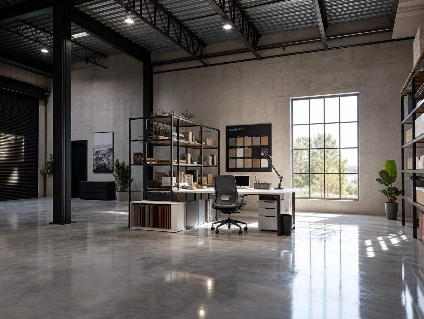 Clean climate-controlled post frame building interior with bright white metal liner panels